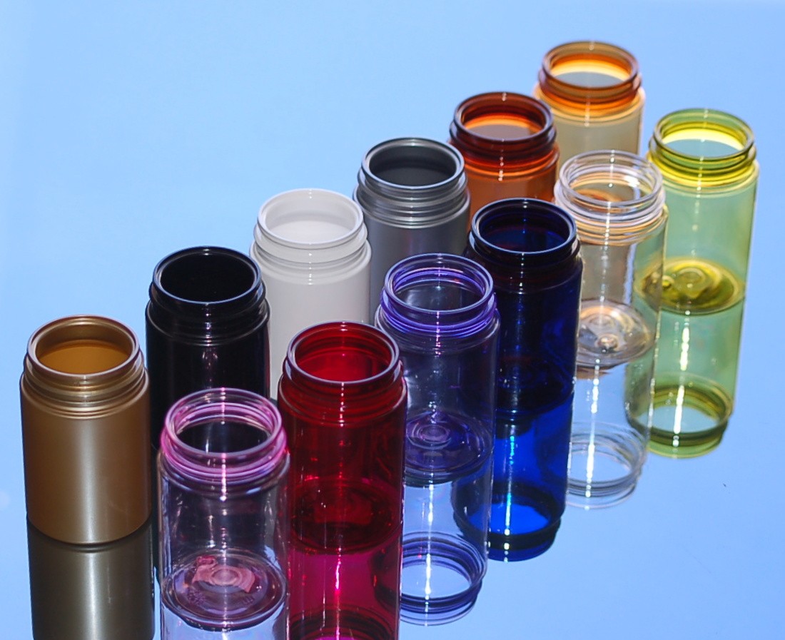 Corps de piluliers plastique ouverts, gamme toutes couleurs, technologie injection soufflage IS